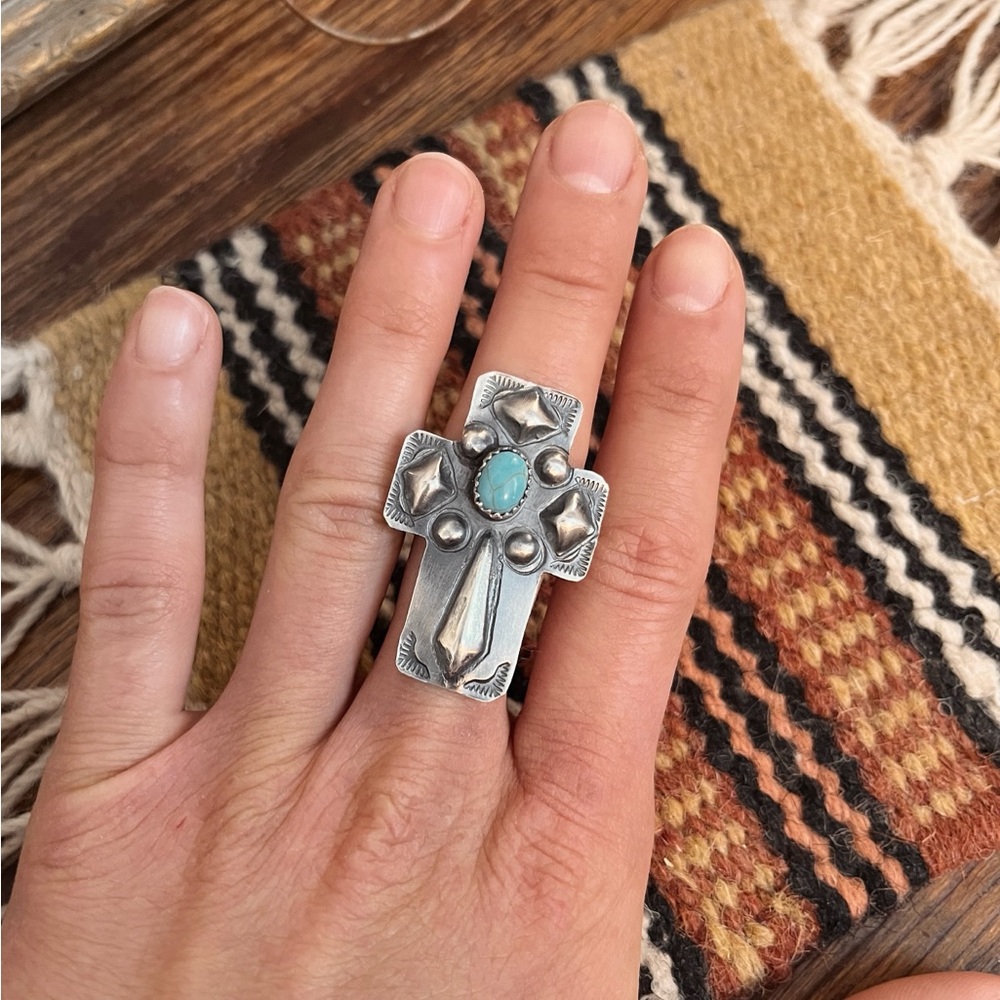 SOLD Genuine Turquoise Cross Ring